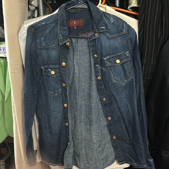 Seven for all mankind, dark wash, denim shirt xs - Picture 1 of 11